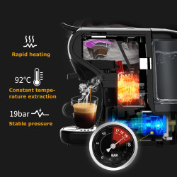 Cafetera espresso HIBREW 4 en 1: 19 bares de presión para café caliente y frío